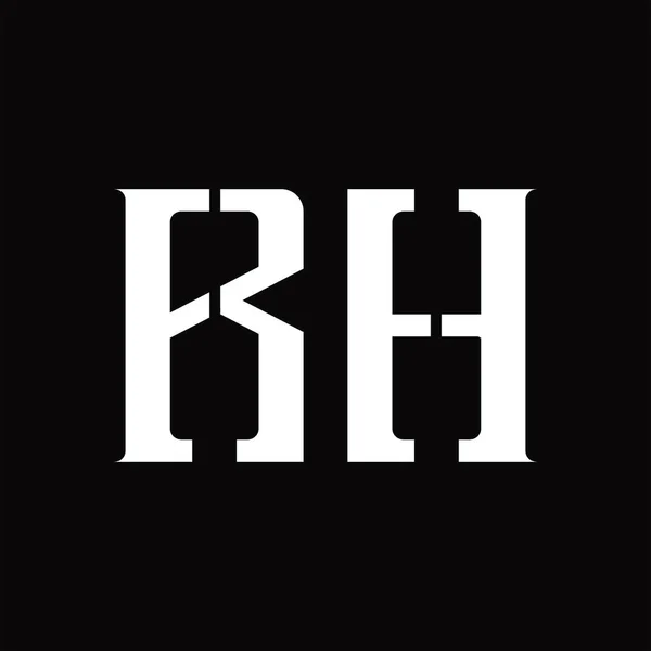 黒地のデザインテンプレート上の中間スライスとRhのロゴのモノグラム — ストックベクタ