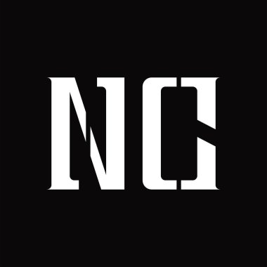 Siyah zemin tasarım şablonunda orta dilimli NC logo monogramı