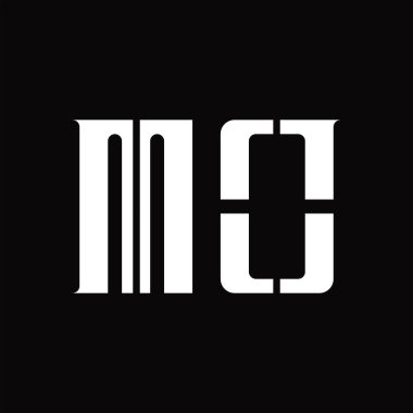 Siyah zemin tasarım şablonunda orta dilimli MO logo monogramı