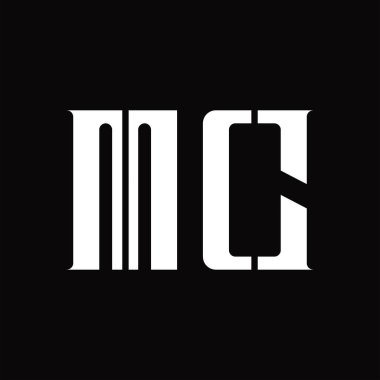 Siyah zemin tasarım şablonunda orta dilimli MC logo monogramı
