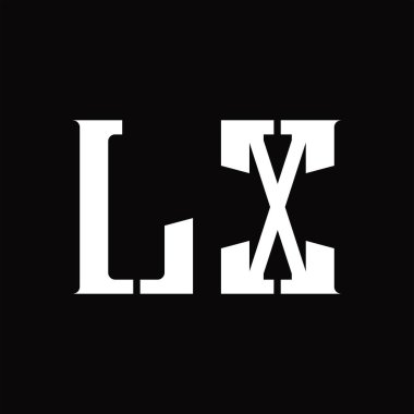 Siyah zemin tasarım şablonunda orta dilimli LX logo monogramı