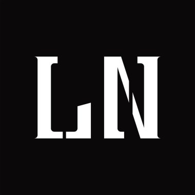 Siyah zemin tasarım şablonunda orta dilimli LN logo monogramı