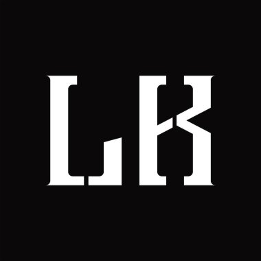 Siyah zemin tasarım şablonunda orta dilimli LK logo monogramı