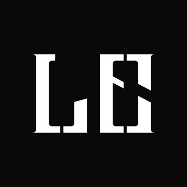 Kara zemin tasarım şablonunda orta dilimli LE logo monogramı
