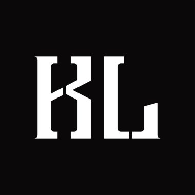 Siyah zemin tasarım şablonunda orta dilimli KL Logo monogramı