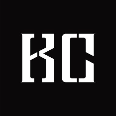 Siyah zemin tasarım şablonunda orta dilimli KC logo monogramı