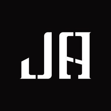 Siyah zemin tasarım şablonunda orta dilimli JA Logo monogramı