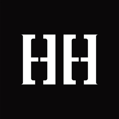 Siyah zemin tasarım şablonunda orta dilimli HH logo monogramı