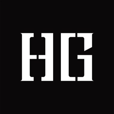 Siyah zemin tasarım şablonunda orta dilimli HG logo monogramı