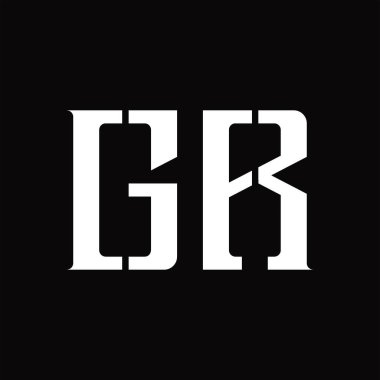 Siyah zemin tasarım şablonunda orta dilimli GR logo monogramı