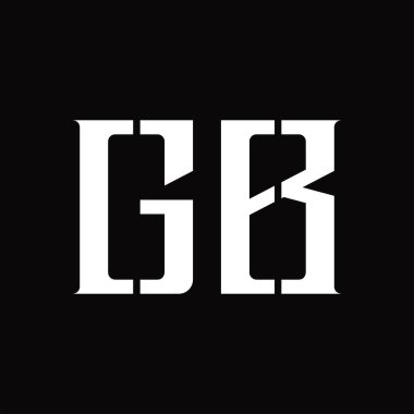 Siyah zemin tasarım şablonunda orta dilimli GB logo monogramı