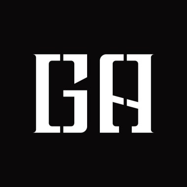 Siyah zemin tasarım şablonunda orta dilimli GA logo monogramı