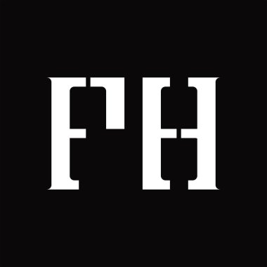 Siyah zemin tasarım şablonunda orta dilimli FH logo monogramı