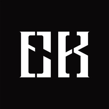 Siyah zemin tasarım şablonunda orta dilimli EK logo monogramı