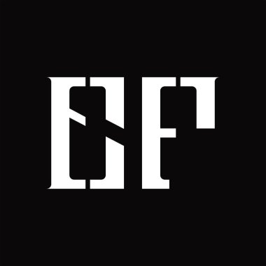 Siyah zemin tasarım şablonunda orta dilimli EF logo monogramı