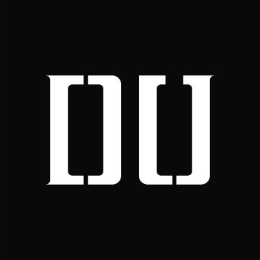 Siyah zemin tasarım şablonunda orta dilimli DU logo monogramı
