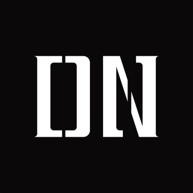 Siyah zemin tasarım şablonunda orta dilimli DN logo monogramı