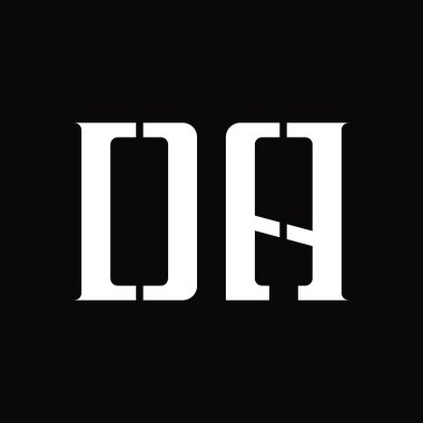 Siyah zemin tasarım şablonunda orta dilimli DA Logo monogramı