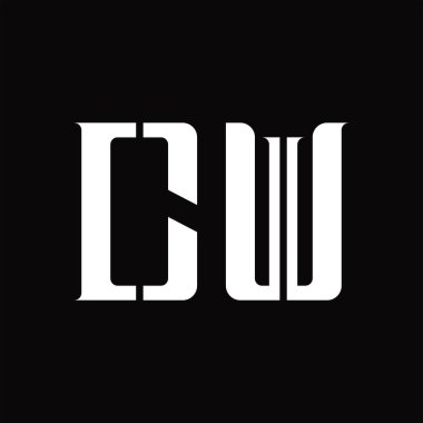 Siyah zemin tasarım şablonunda orta dilimli CW logo monogramı