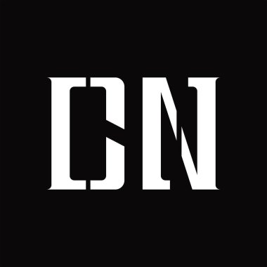 Siyah zemin tasarım şablonunda orta dilimli CN logo monogramı