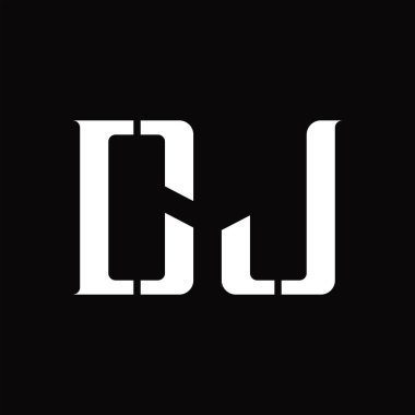 Siyah zemin tasarım şablonunda orta dilimli CJ logo monogramı