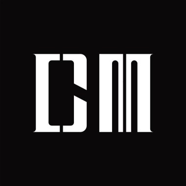 Siyah zemin tasarım şablonunda orta dilimli CM logo monogramı
