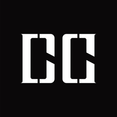Siyah zemin tasarım şablonunda orta dilimli CC logo monogramı