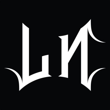 Soyut şekil kara zemin tasarım şablonlu LN logo monogramı