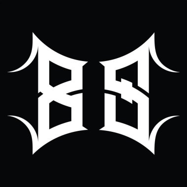 Soyut şekil kara zemin tasarım şablonuna sahip logo monogramı