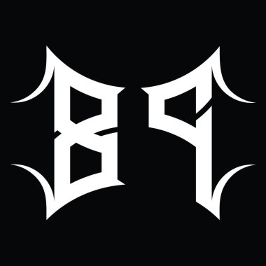 Soyut şekil kara zemin tasarım şablonuna sahip logo monogramı