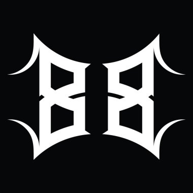 Soyut şekil kara zemin tasarım şablonuna sahip logo monogramı