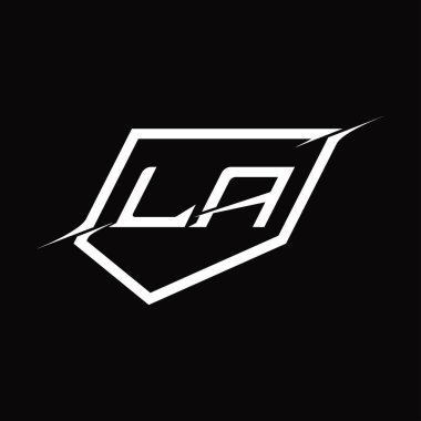 LA Logo monogram letter with shield and slice style blackground design template