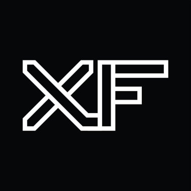 Siyah zemin üzerinde çizgi biçimi negatif alan ile XF Logo monogramı