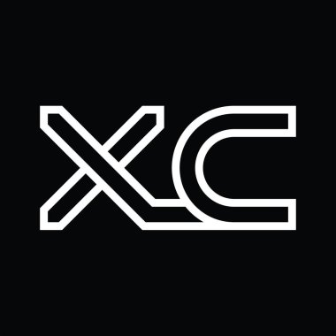 Siyah zemin üzerinde çizgi biçimi negatif alana sahip XC Logo monogramı