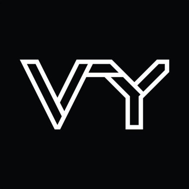 Siyah zemin üzerinde çizgi biçimi negatif alana sahip VY Logo monogramı