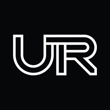 UR logo monogramı ve çizgi biçimi negatif zemin