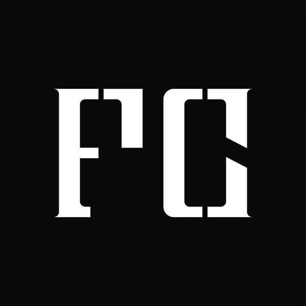 Монограмма Логотипа Средним Ломтиком Шаблоне Черной Площадки — стоковый вектор