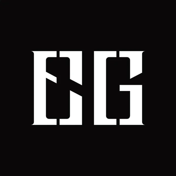 黑地设计模板上带有中间片的Eg标志主题图 — 图库矢量图片