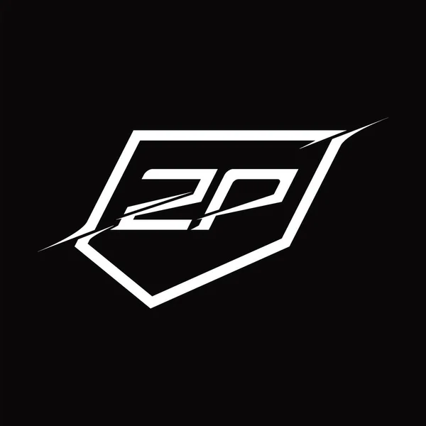 Logo Monogram Betű Pajzzsal Szelet Stílusú Fekete Föld Design Sablonnal — Stock Vector