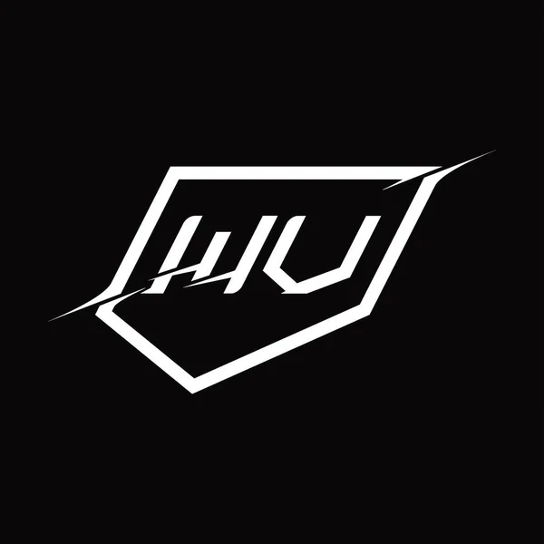Монограма Літери Логотипу Шаблоном Дизайну Чорного Майданчика Щитом Зрізом — стоковий вектор