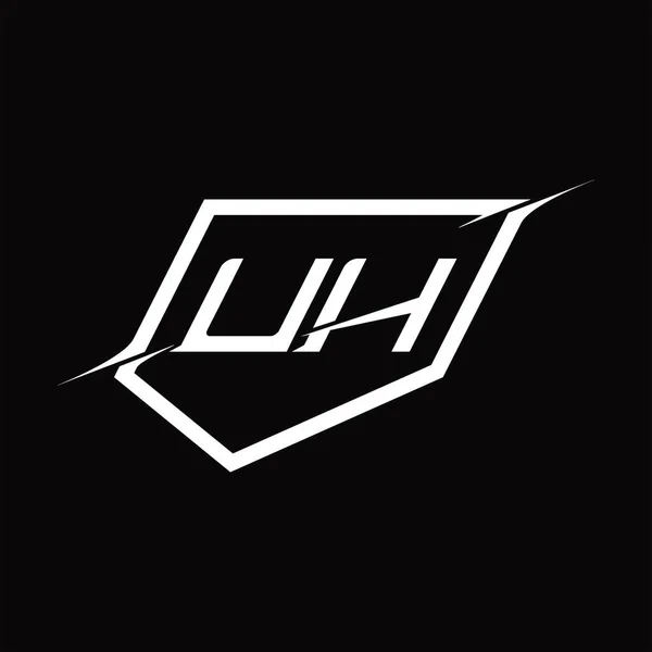 Logo Monogramma Lettera Con Scudo Fetta Stile Blackground Modello Design — Vettoriale Stock