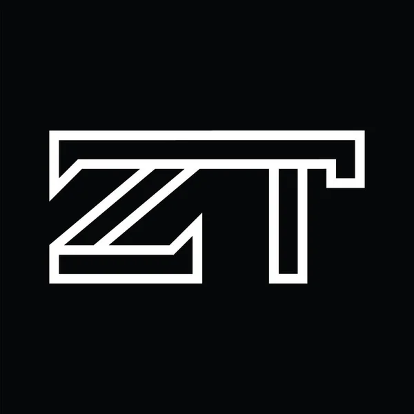 Ztロゴモノグラムブラックグラウンド上のラインスタイルの負のスペース — ストックベクタ