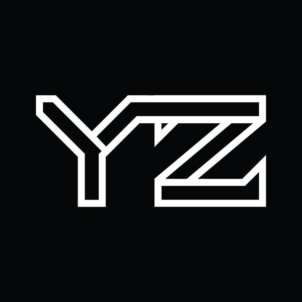 YZ Logo monogram with line style negative space on blackground