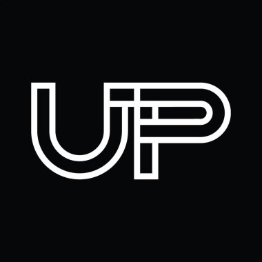 UP logo monogramı çizgi biçimi negatif zemin üzerine