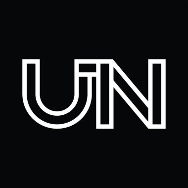 Kara zemin üzerinde çizgi biçimi negatif alan olan BM Logosu