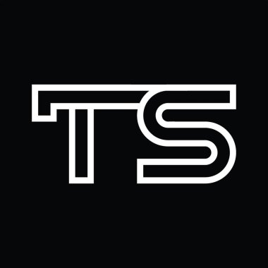TS Logo monogramı çizgi biçimi negatif zemin üzerinde boşluk