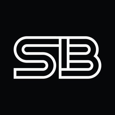 Siyah zemin üzerinde çizgi biçimi negatif alana sahip SB Logo monogramı