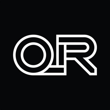 Siyah zemin üzerinde çizgi biçimi negatif alan ile OR logo monogramı