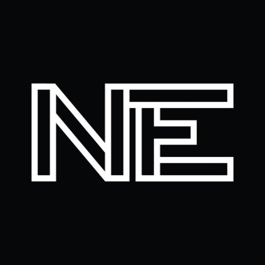 NE logosu simge üzerinde çizgi biçimi negatif alan