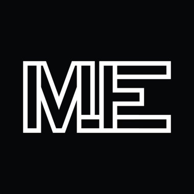 Siyah zemin üzerinde çizgi biçimi negatif alan olan ME Logosu